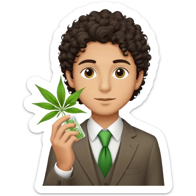 dark curly hair italian boy weed zyn nicotine pouches business  sticker