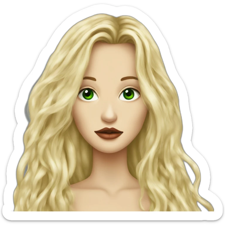 Johnny Depp kiss blond woman with green eyes amd very very very long hair sticker