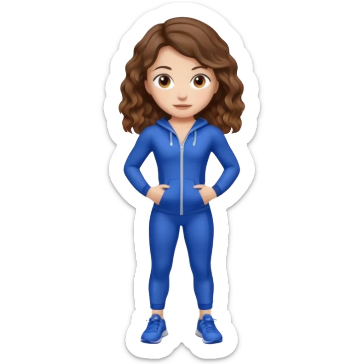 Girl with brown wavy hair, dream body ( small waist, wild hips and big glute) in gym suit  sticker