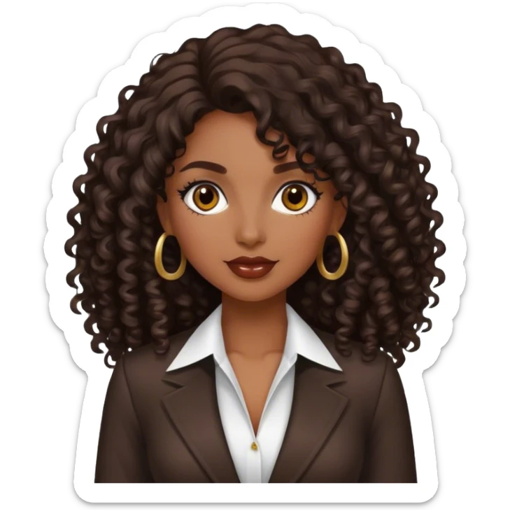 Rich dark brown girl with dark brown long curly hair expensive Realtor  sticker