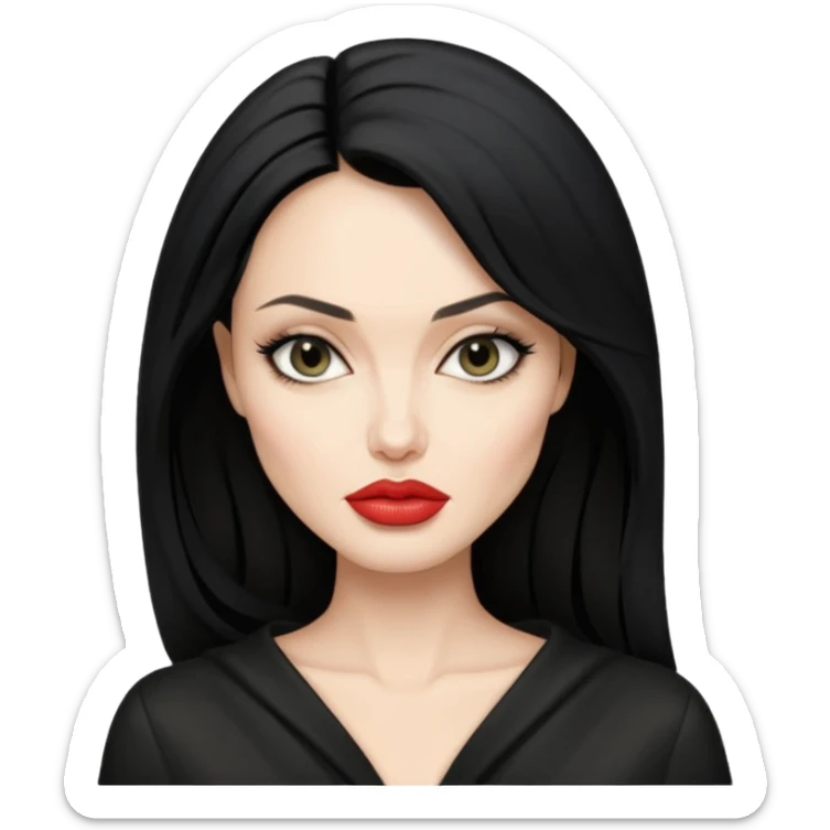 “Emoji girl, femme fatale, black hair. anglina jolie vibes sticker
