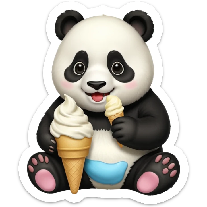 Panda eating ice cream sticker