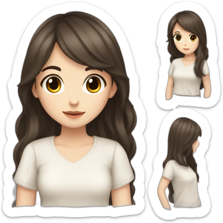 Interior designer bale girl with long dark brown hairand dark brown eyes anime sticker