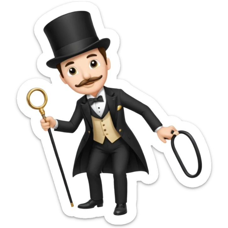 A gentleman of the high society with a moustach, a monocle, an elegant hat being super elitist sticker