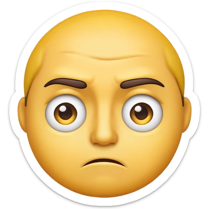 an yellow face emoji with like a a confuse look of disgust like? sticker