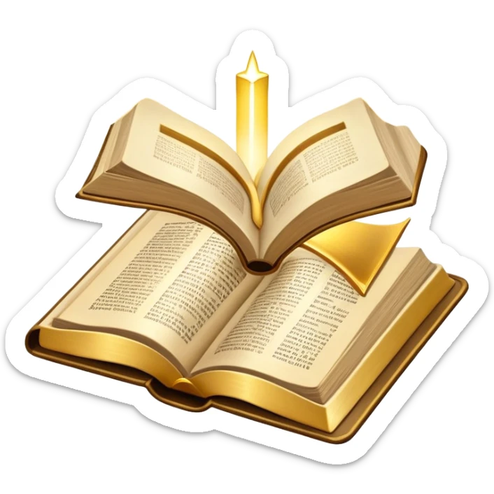 The Holy Bible Book Flipped Open With Glorious Divine Gold Shine beaming out of it  sticker