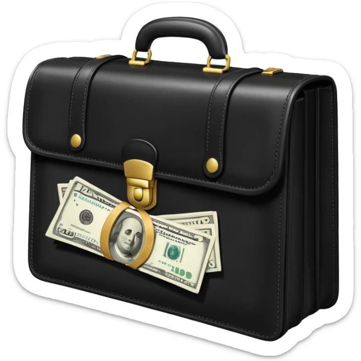 maletin cerrado que se le escapan un par de billetes por los costados sticker