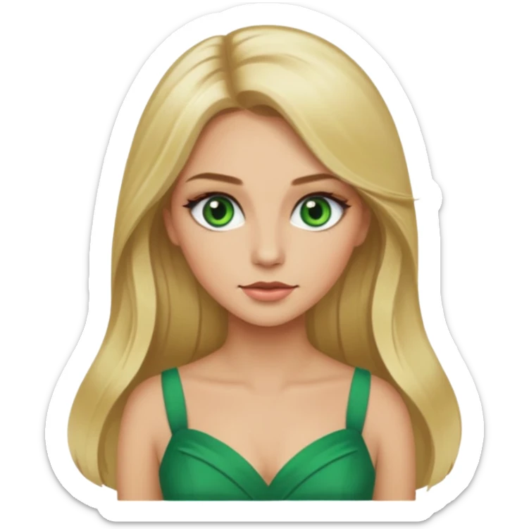 Fille cheuveux blond longt yeux vert  maquiller robe  Métisse chronique sticker
