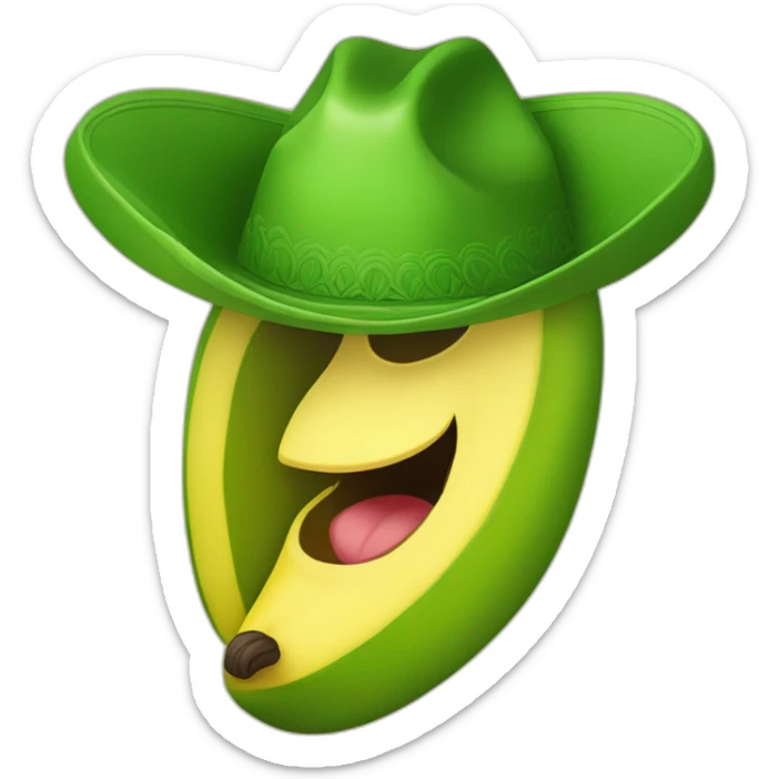 un cuerpo de platano verde que tenga un bigote y un sombrero de paja sticker