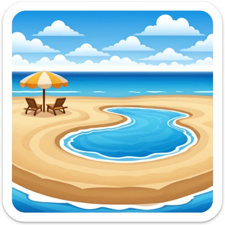 playa paisaje sin que sea un cuadro y que el cielo azul y la arena esten recortada sticker