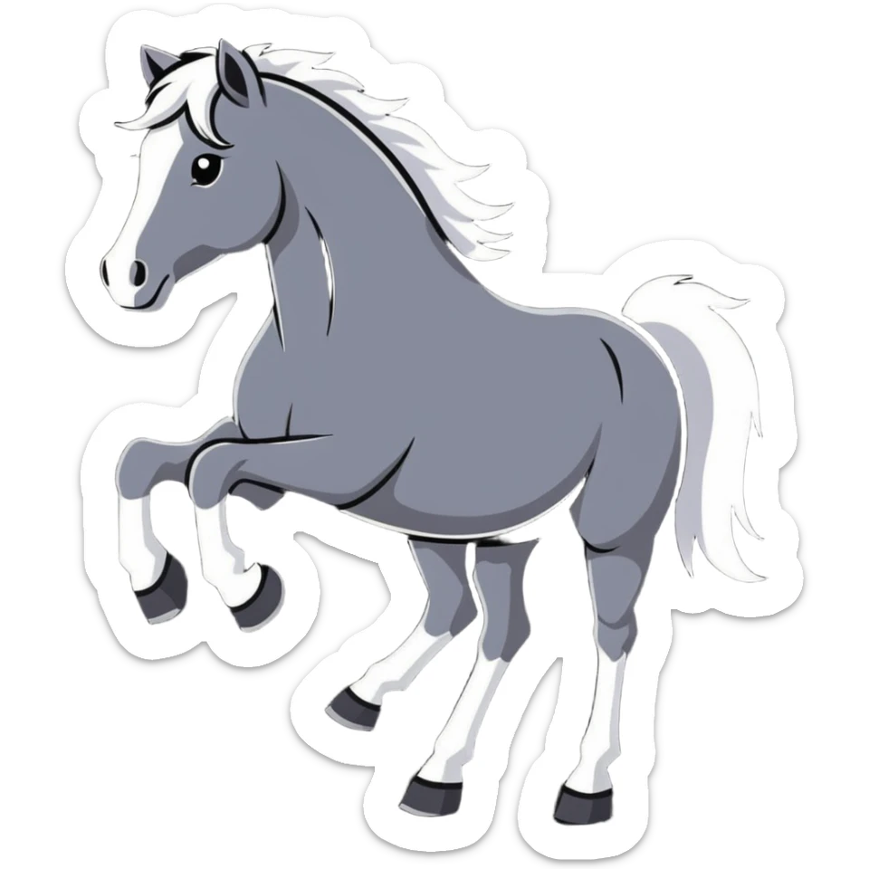 a free rein horse, wild and majestic, cartoon sticker style sticker