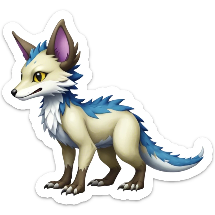 Epic Feral Rare Fantasy shiny cool Vernid-Sergal-Trico-species by LiLaiRa, random markings, tufted tail, tufted ears, full body sticker
