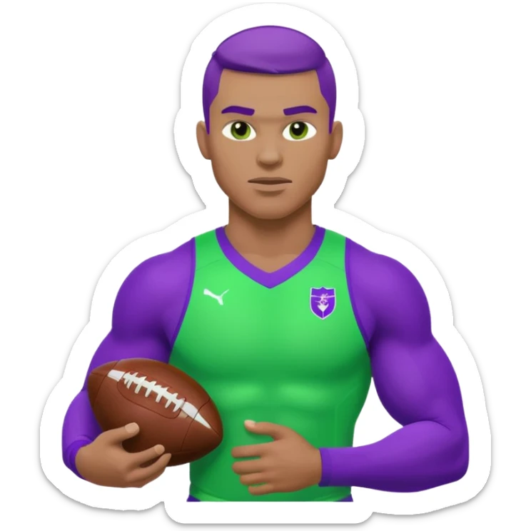  sports icon in neon purple and green, football sticker