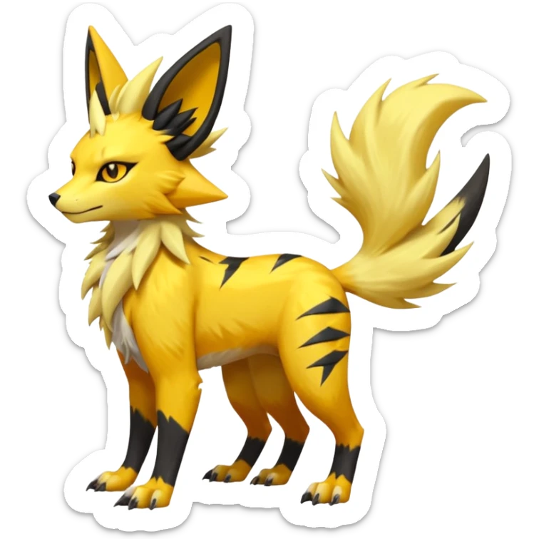 Feral Quadrupedal Digitigrade Luxray-Jolteon-Renamon-Zeraora-Vernid-fusion-hybrid-creature, full body  sticker