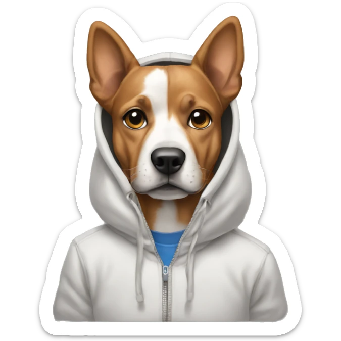 Dog wearing a hoodie and some basketball shoes sticker