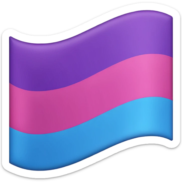 I want a flag, I want the first stripe at the very top of the flag to be pink 🩷. The middle stripe will be the color purple 💜. And finally the bottom stripe will be the color blue 💙. Only those three colors in that exact order. Make the colors more vibrant sticker