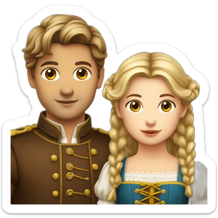 young bavarian in brown hair with young south tyrolian girl with blond hair sticker