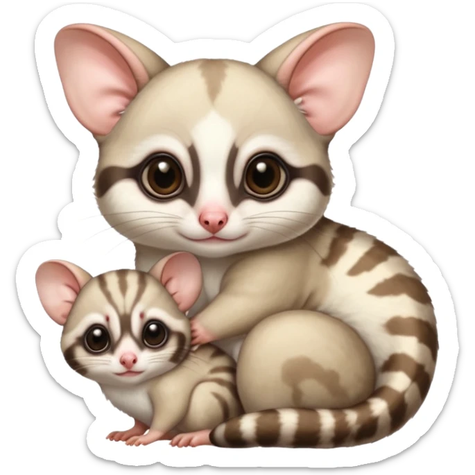 Fat and cute Japanese sugar glider  white. A mom anda a baby one sticker
