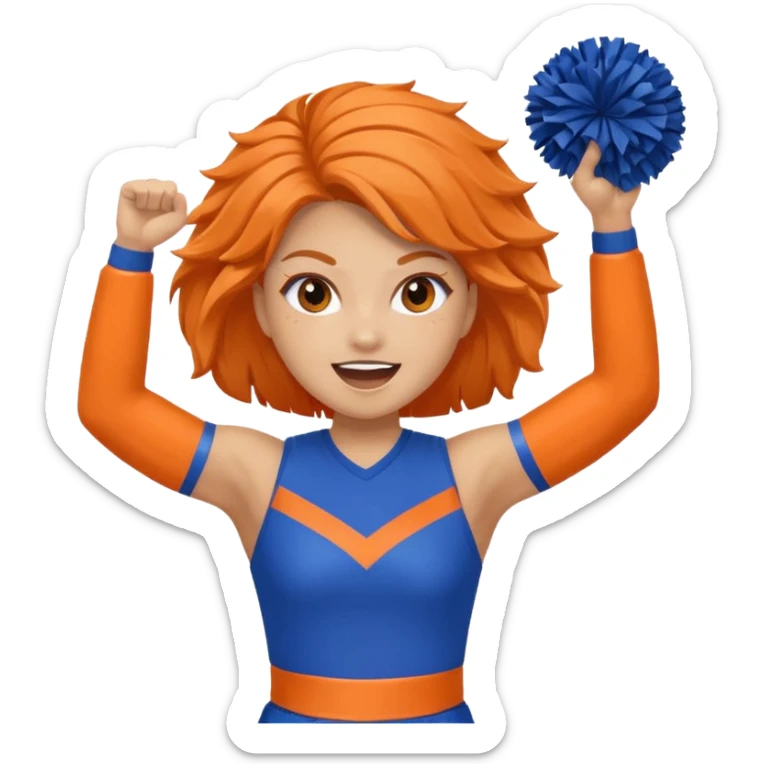 cheerleader  within a circle of shades of orange and blue With her, Boom Boom, and cheering sticker