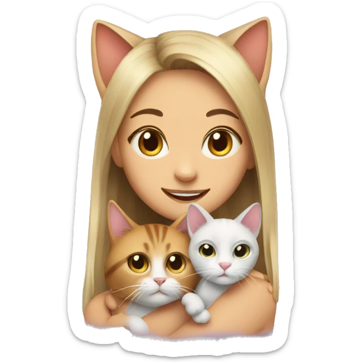 Cat with girl sticker