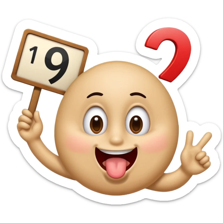 A school that has the number 9 on top of it's eyes holding a sign with the number 9 on the sign with a mouth sticking out his tongue with legs and arms with him being happy full of joy sticker