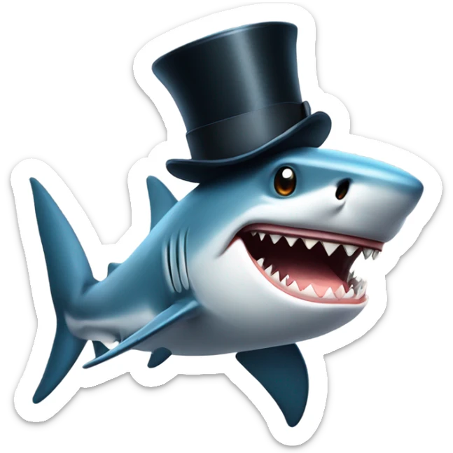 Shark with a top hat sticker