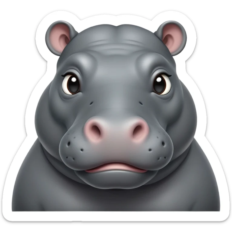 cinematic-noble-hippo-portrait-emoji,-poised-and-regal,-with-a-massive,-robust-build-and-a-smooth,-sleek-slate-gray-hide,-deep-set-soulful-eyes,-simplified-yet-sharp-and-sophisticated-features,-highly-detailed,-glowing-with-a-soft radiance sticker