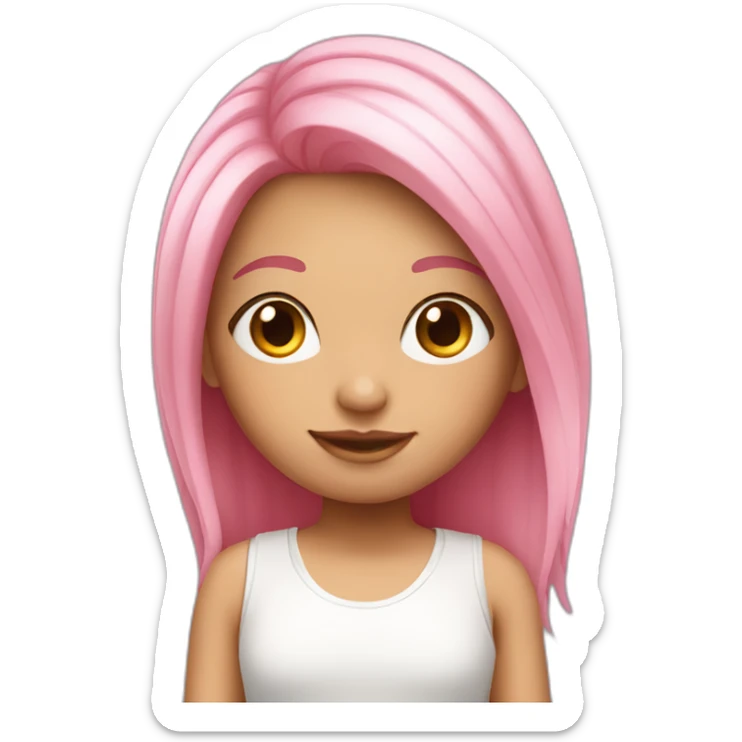 Cute white Brazilian girl with straight pink hair sticker