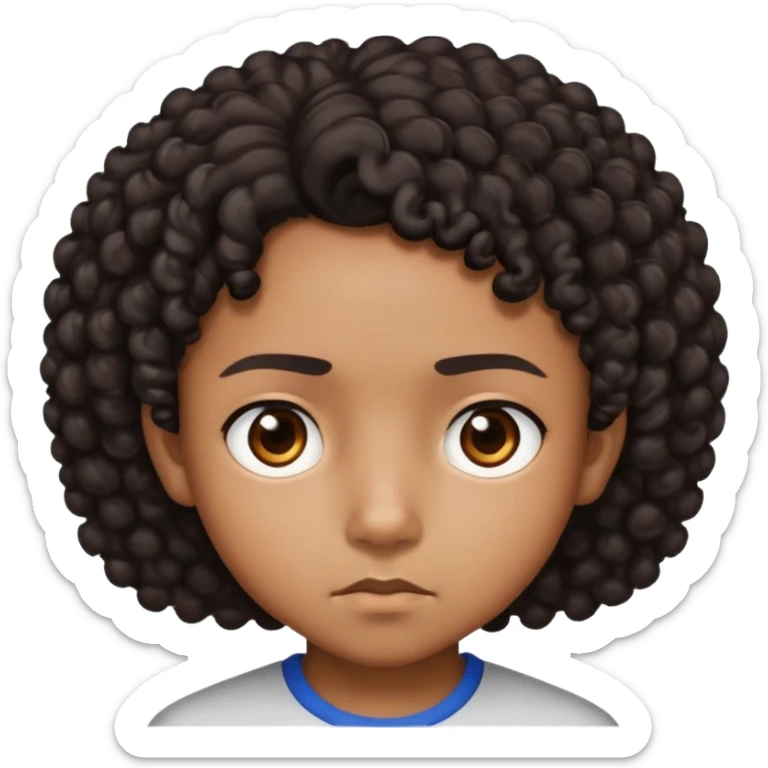 "- Nam
- 10 tuổi
- Da nâu
- Tóc ngắn, đen, xoăn
- mặt nghiêm túc
" sticker