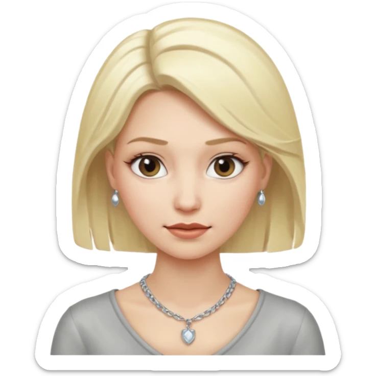 Female with Silver Necklace, grey skin,blonde hair, different expressions. sticker