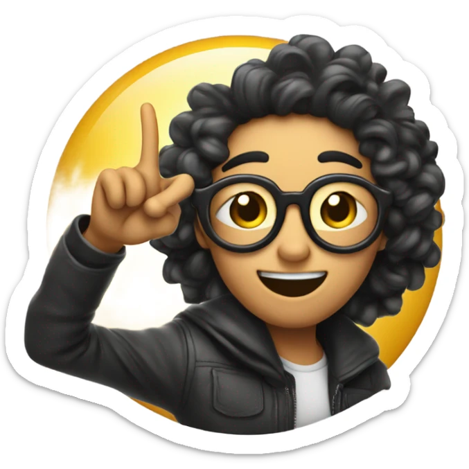  Emoji winking with their tongue out and glasses are on their head and their doing the peace sign sticker