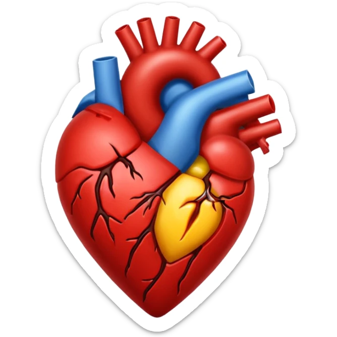 Un corazón humano roto con grietas  sangrando y expulsando sangre rodeado de vendas y tiritas que se despegan sin hacer efecto sticker