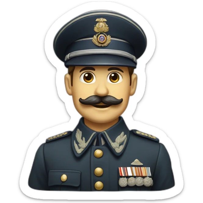 a garman milytary officier with a little rectangle moustache with a hat of milytary german 1945 he is litle sticker