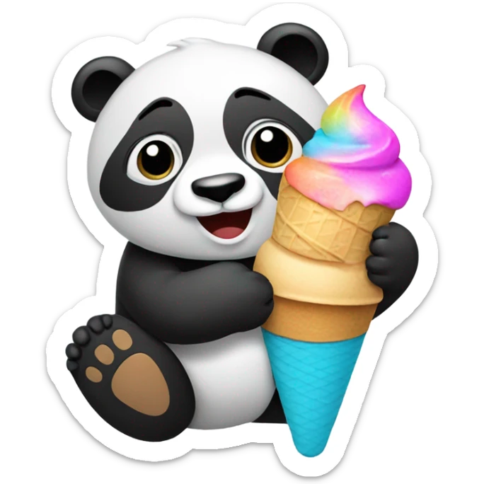 Panda eating ice cream sticker