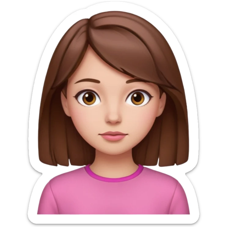 Brown hair aesthetic pink outfit girl side eye sticker