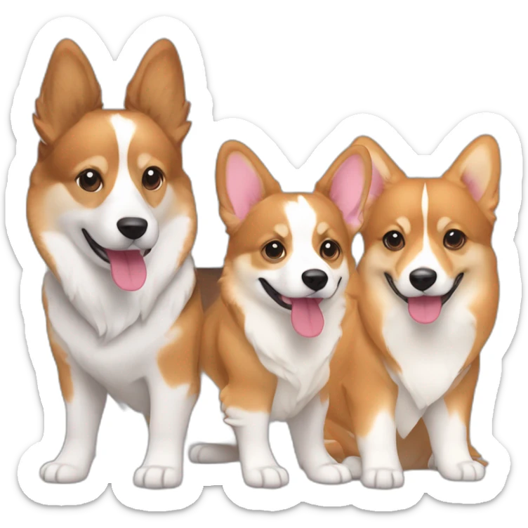 girl with long brown hair a 2024 gray jeep a tri colored corgi and 2 red and white corgis sticker