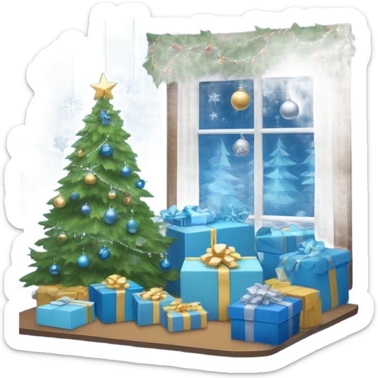 Blue christmas sticker