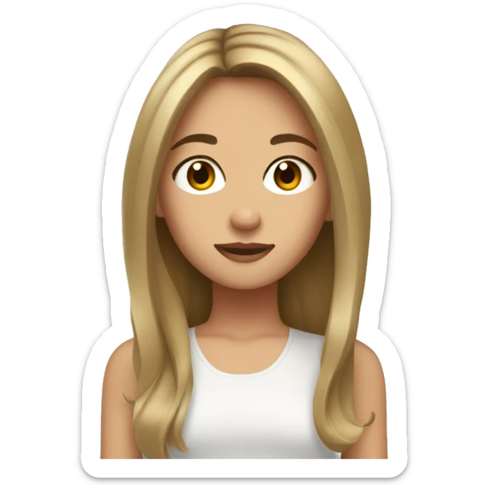 Girl with brown hair and brown eyes with two blonde pieces in front of her hair  sticker