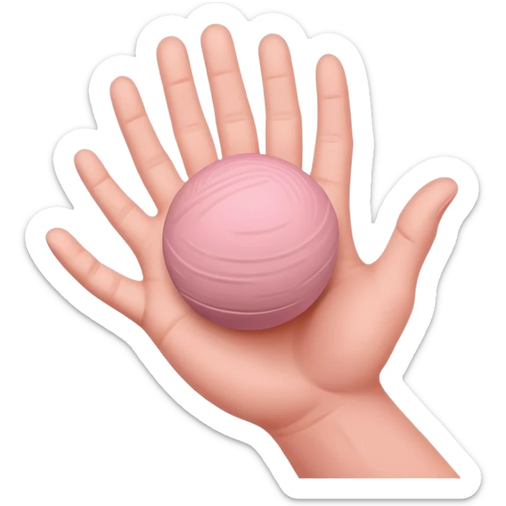 hand lightly tapping a pink ball of clay in the palm for surface shaping sticker