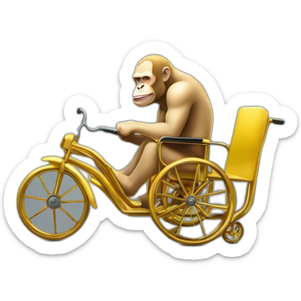 furious vladimir putin monke holding a banana rides golden toilet wheelchair sticker