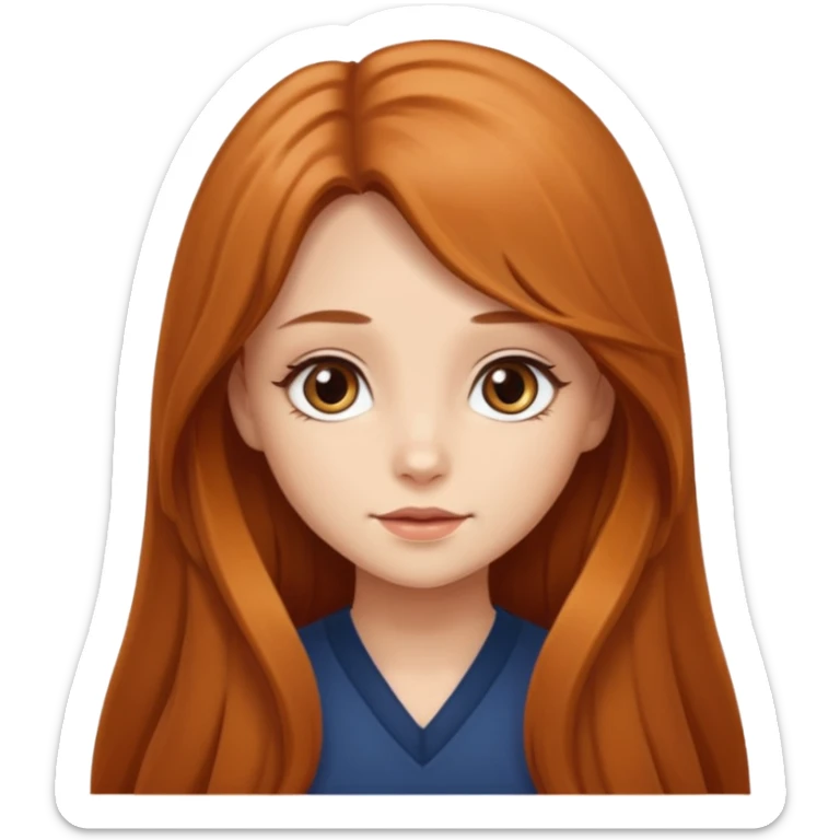 Cute girl with auburn very long hair caramel eye sticker
