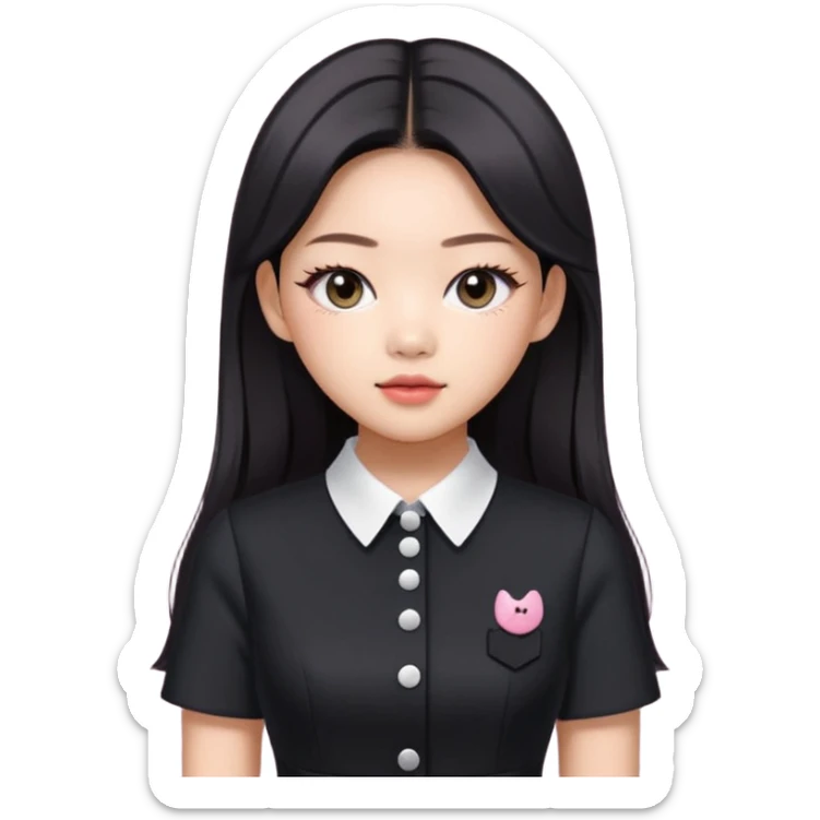 Jennie Kim from Blackpink, medium shot, wearing a stylish office dress sticker