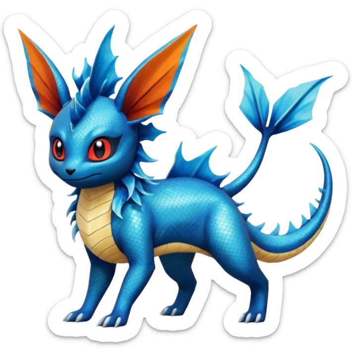 Salandit-Vaporeon-Flareon-Fakémon-hybrid-creature (full body)  sticker