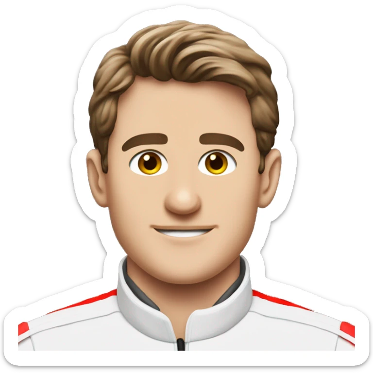 Crea un emoji di un uomo pilota di formula 1, Leclerc con la tuta della Ferrari sticker
