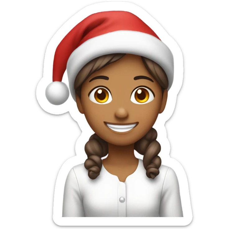 Girl wearing a Christmas hat and all cherry red smiling all happy sticker