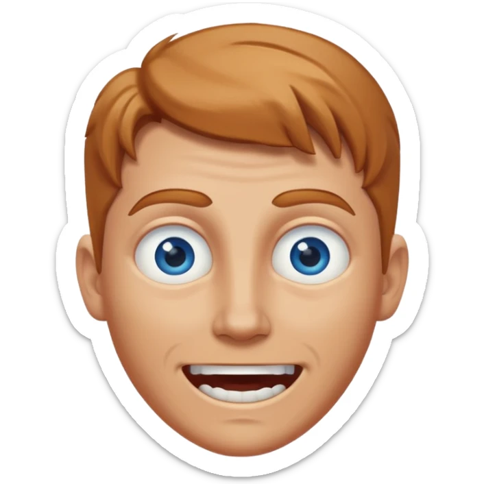 white man with caramel hair and blue eyes whos very scary but so so happy! sticker