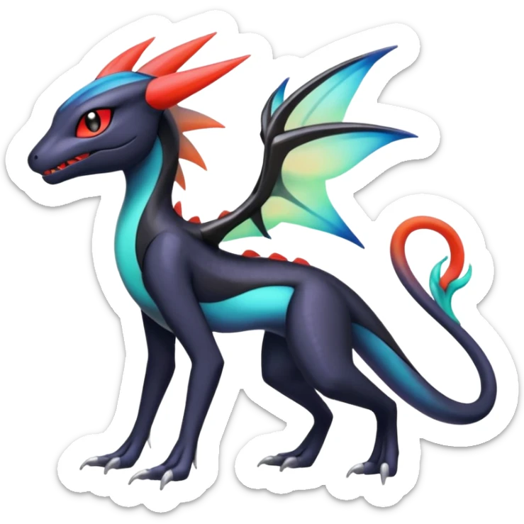 Colorful Translucent Tricky Hot Handsome Meloetta-Salandit-Nargacuga-Pokémon-Fakémon-fusion-hybrid-creature sticker
