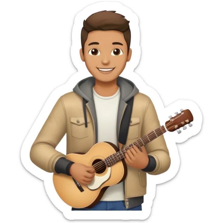 Happy Rock Pop Music Male Musician in his 30s dressed with trendy style sticker