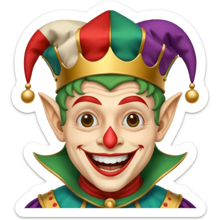 crazy colorful human jolly joker, medieval, vintage, court jester sticker