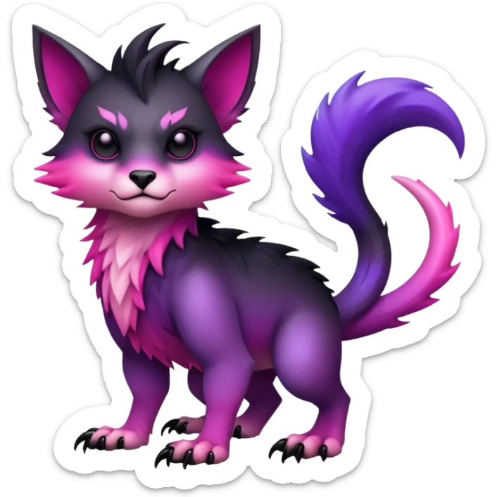 Cool Edgy Black-pink-purple-gradient badass Fionbri-Vernid-Trico-animal-creature full bodyd sticker